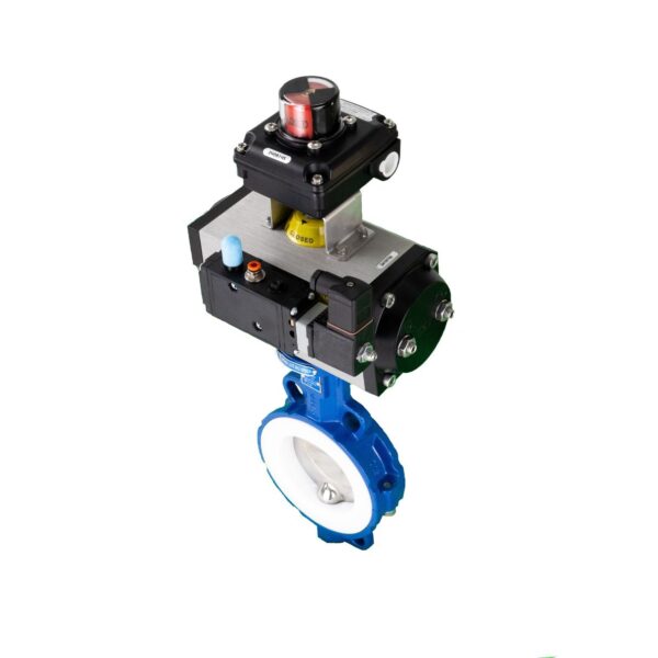 Pneumatically Actuated PTFE Wafer Butterfly Valve
