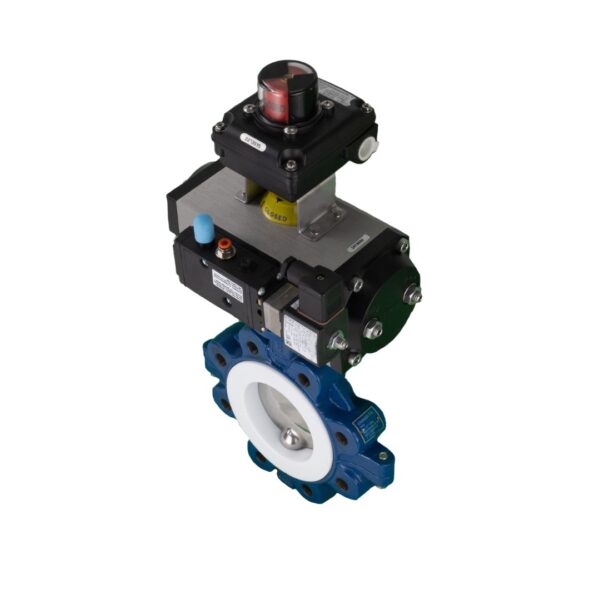Pneumatically Actuated PN16 Lugged PTFE Butterfly Valve