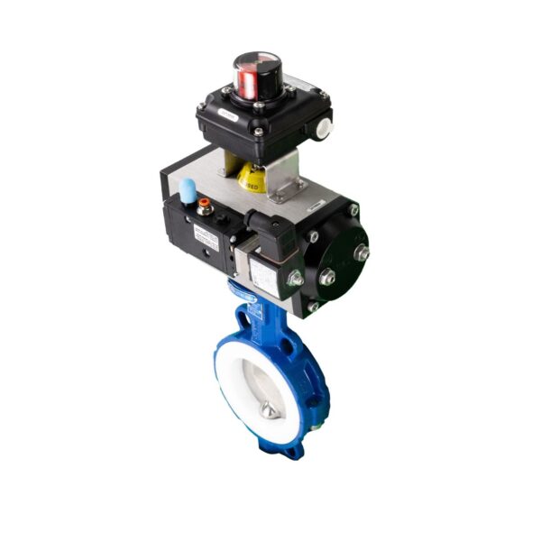 Pneumatically Actuated PTFE Wafer Butterfly Valve