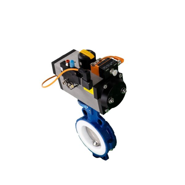 Pneumatically Actuated PTFE Wafer Butterfly Valve